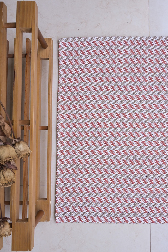 Tapete Avulso 45x65 Algodão Persa Terracota e Bege