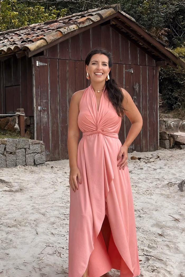 Saída 1001 formas longa rosa camomila