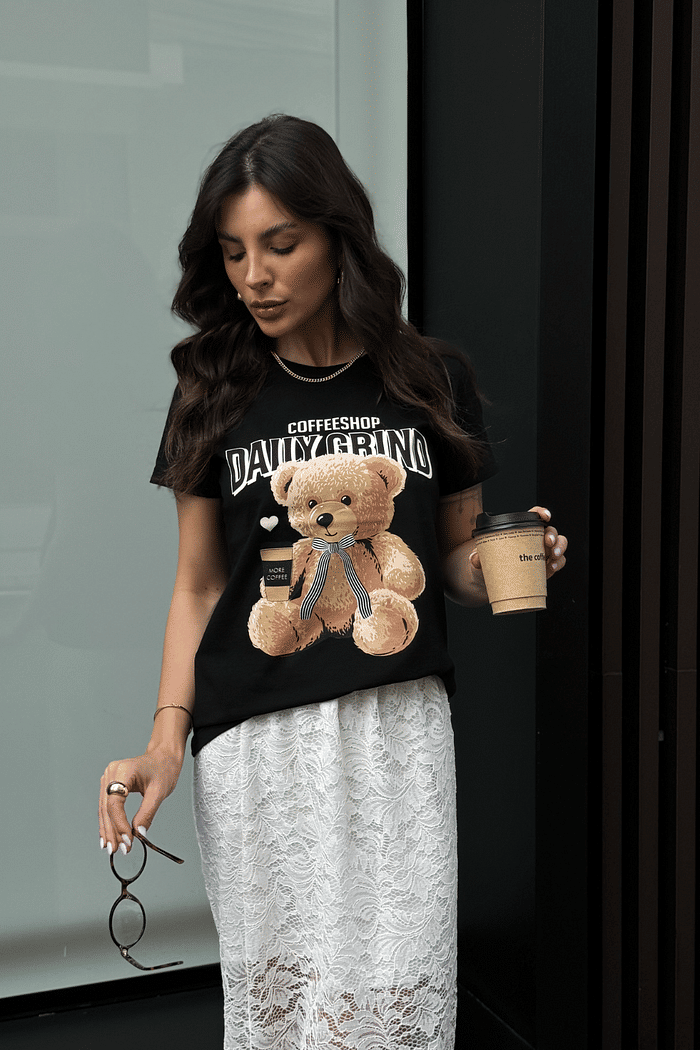 T SHIRT  _  COFFEESHOP DAILY GRIND  [TEDDY]