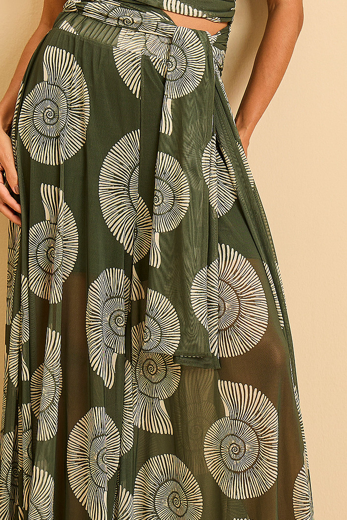 CALÇA FLUIDA DE TULE ESTAMPADA