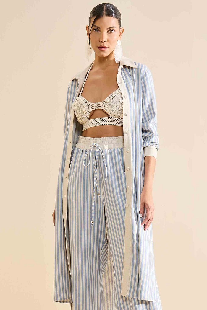 CHEMISE LINHO ALONGADO LISTRADO