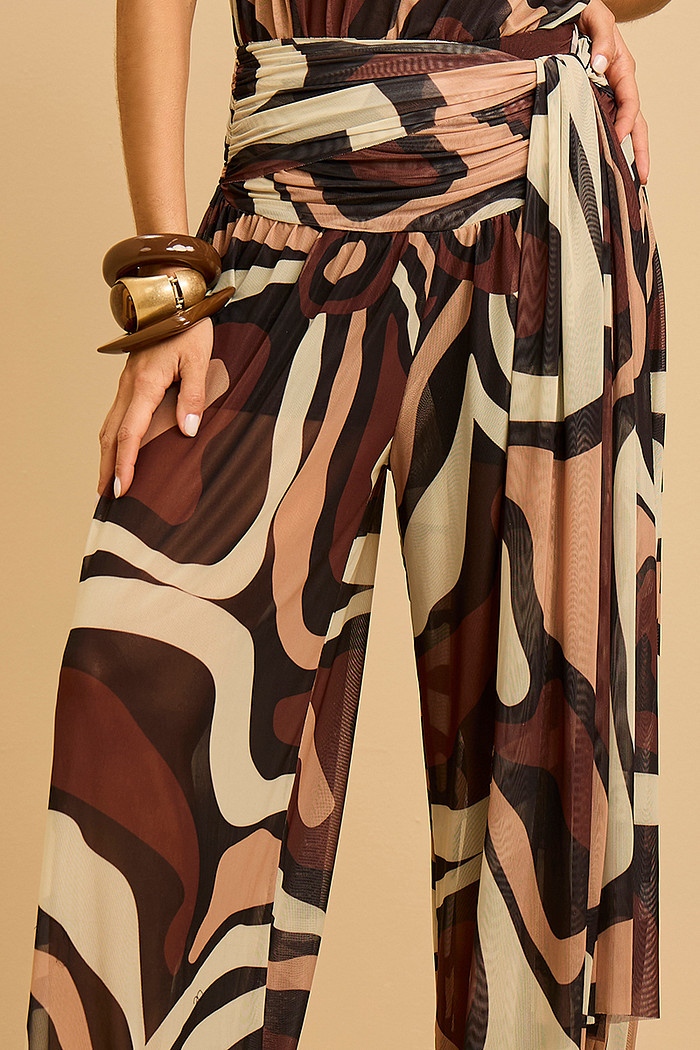 CALÇA TULE FLUIDA ESTAMPADADA