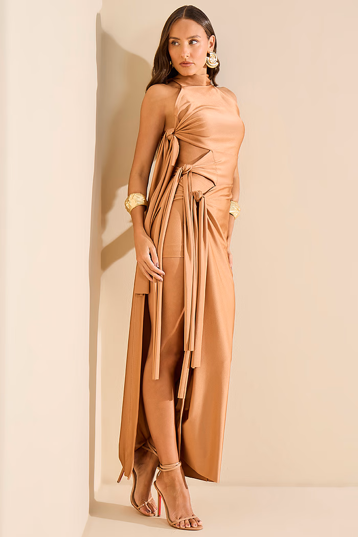 VESTIDO MALHA TRILOBAL COM AMARRAÇÃO