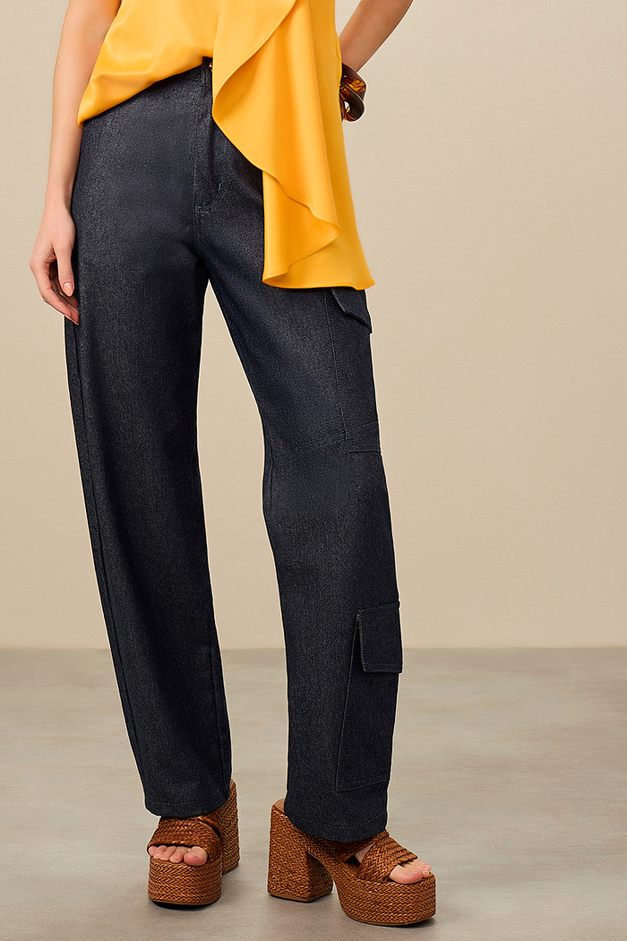 CALÇA JEANS BOLSOS ALFAIATARIA