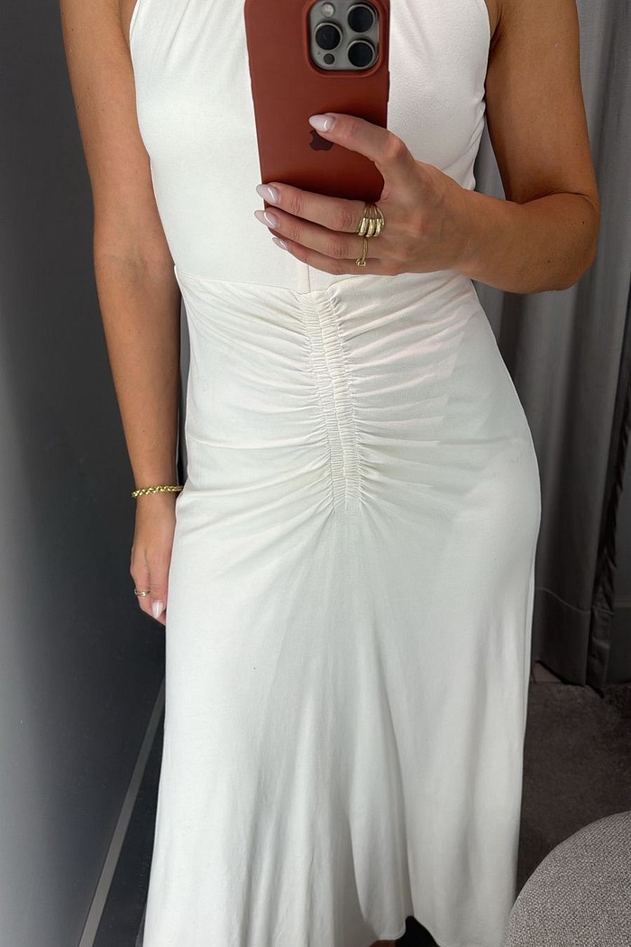 VESTIDO MIDI CAVA FRANCESA COM FRANZIDO MORENA ROSA