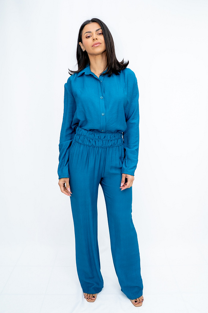 Conjunto Camisa e Calça Tecido Azul Bana Bana