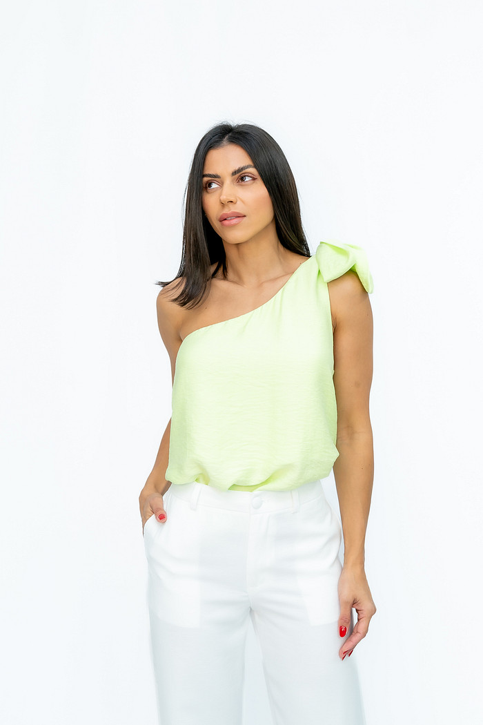 Blusa Tecido Lisa Ombro Só Verde Menta Bana Bana