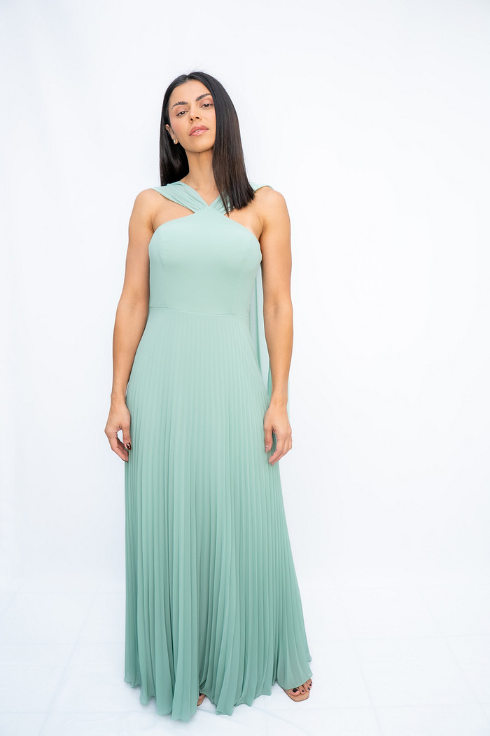 Vestido Longo Saia Plinssada Verde