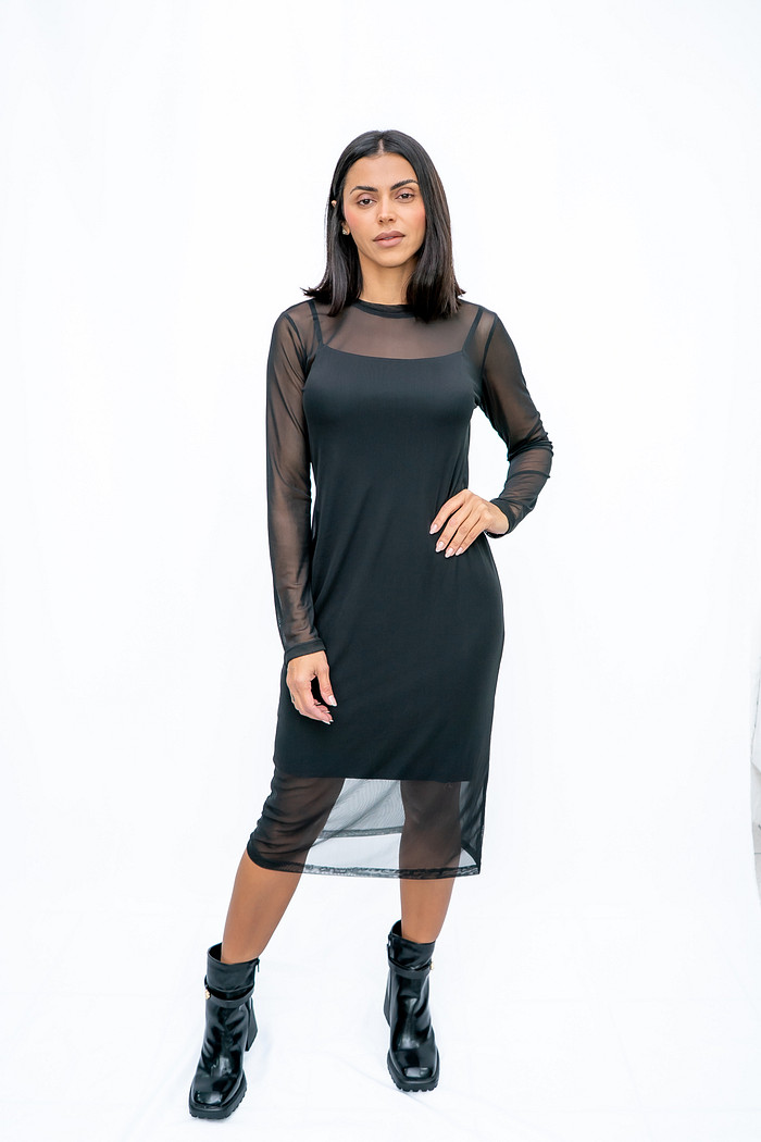 Vestido Tule Preto Ramo Selvagem