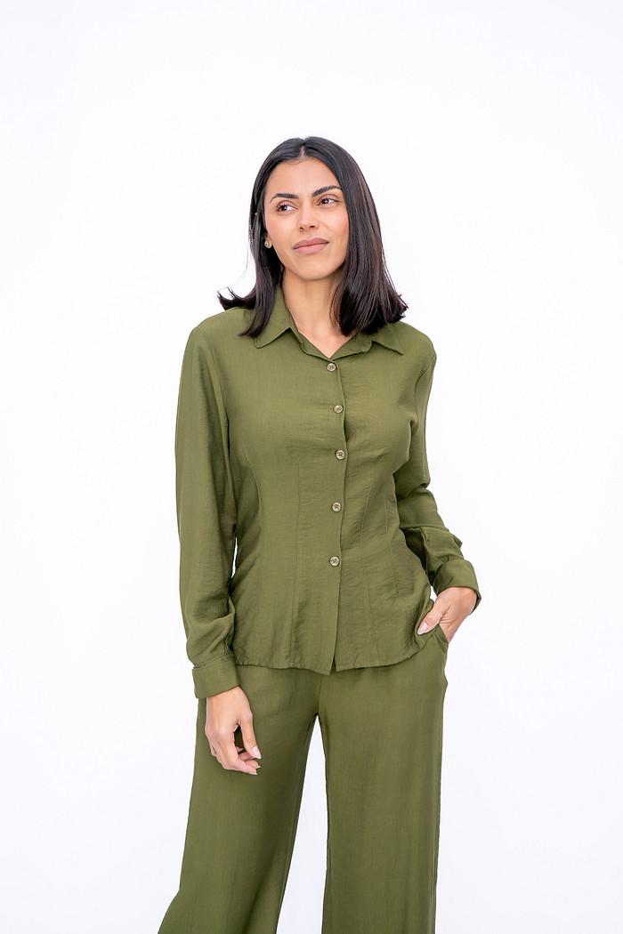 Camisa Crepe Verde Bana Bana