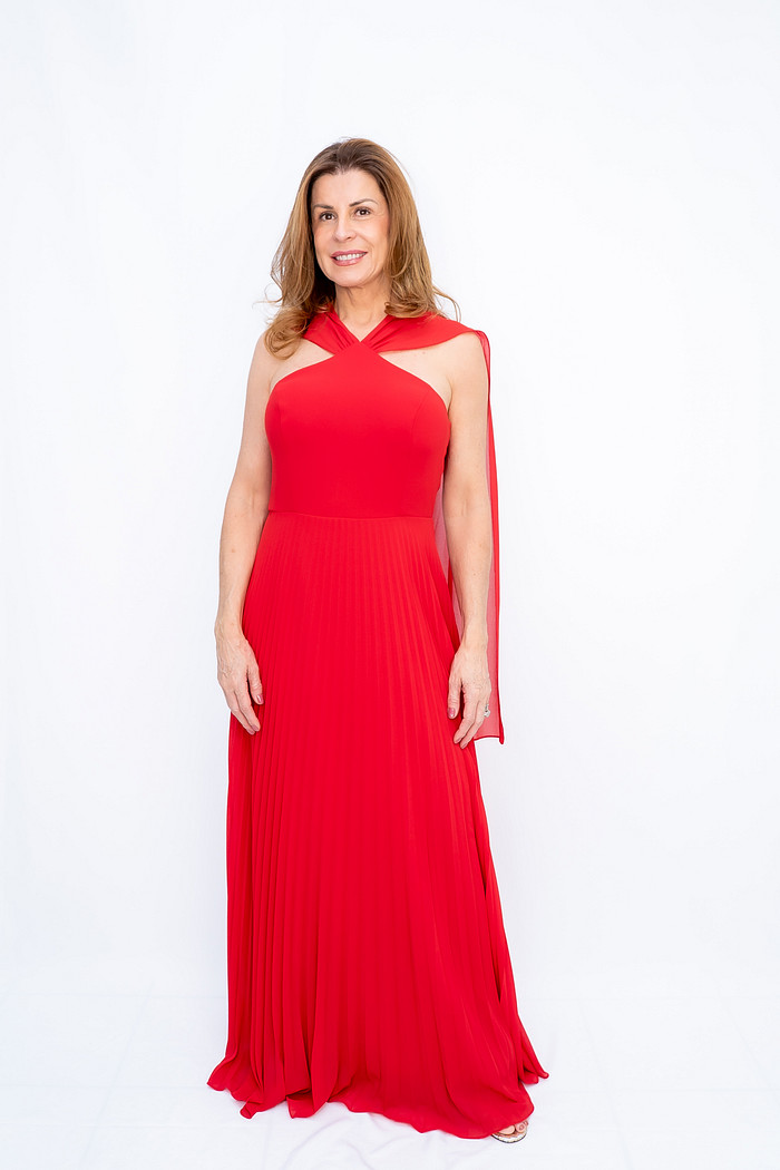 Vestido Longo Saia Plinssada Vermelho