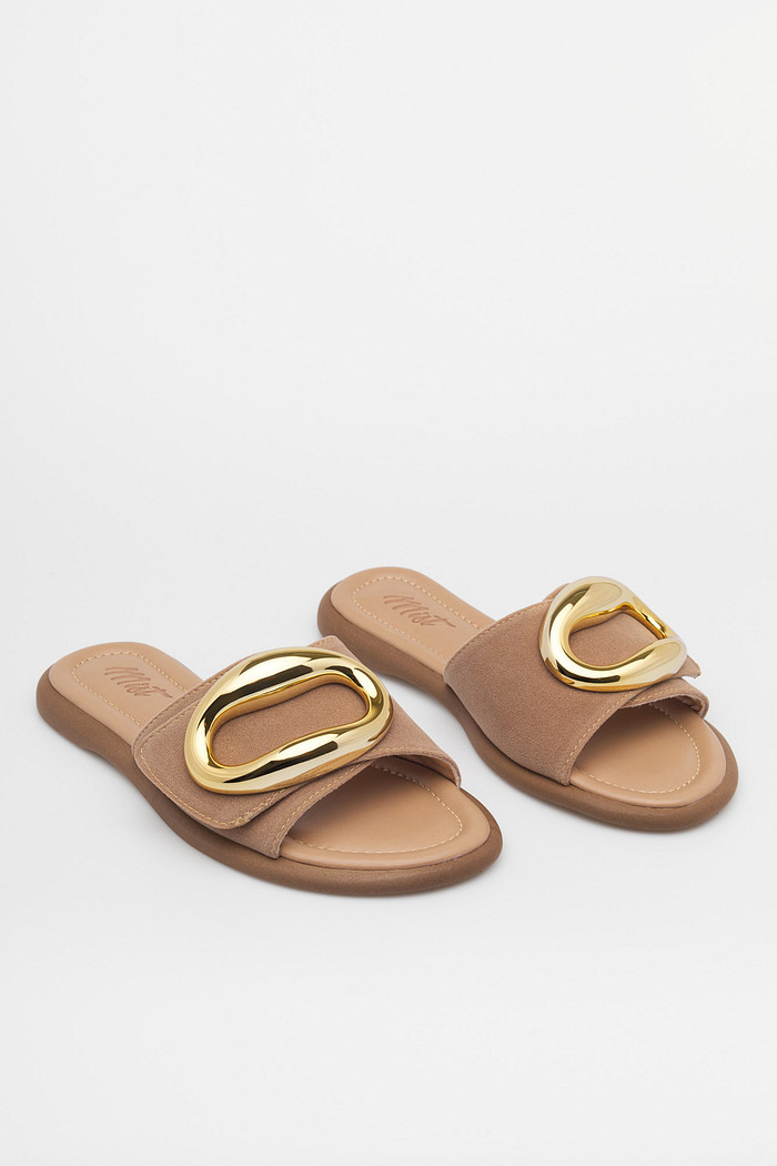 Rasteira Martina Camel Slide Feminino Mist