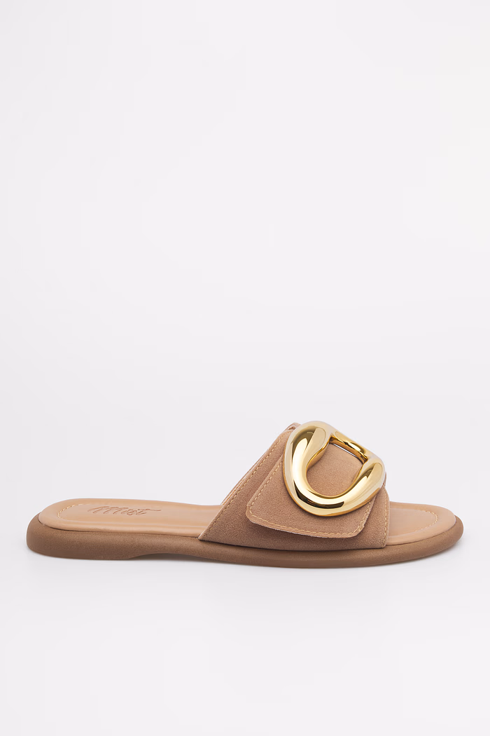 Rasteira Martina Camel Slide Feminino Mist