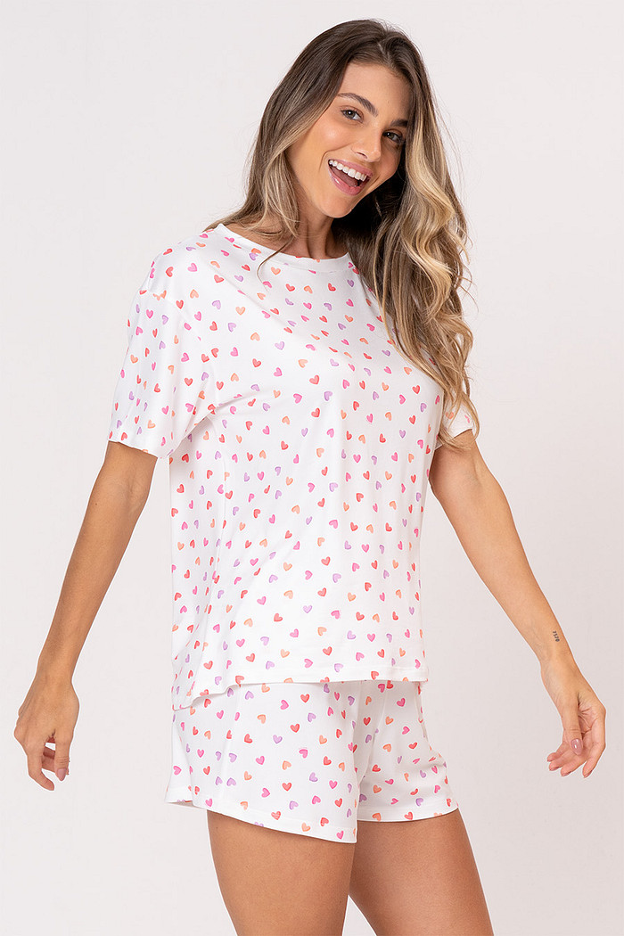 PIJAMA CURTO CORAÇÕES - GIFTS FÉRIAS