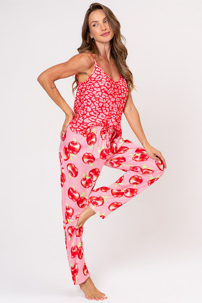PIJAMA FEMNINO ACETINADO DE ALÇAS - DESEJOS