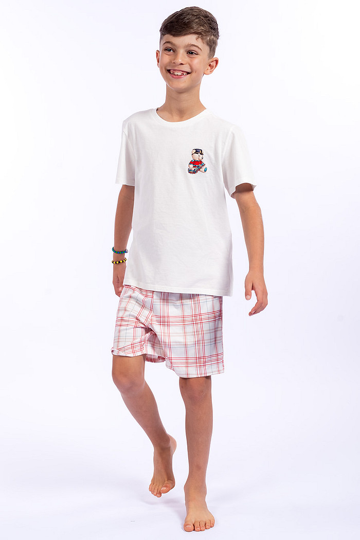 PIJAMA JUVENIL MENINO ALGODÃO XADREZ - ABRAÇO DE URSO