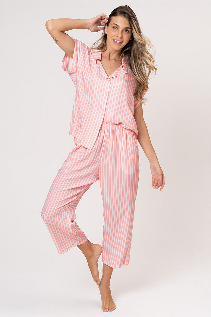 PIJAMA AMERICANO DE VISCOSE - BALLET DAS ÁGUAS