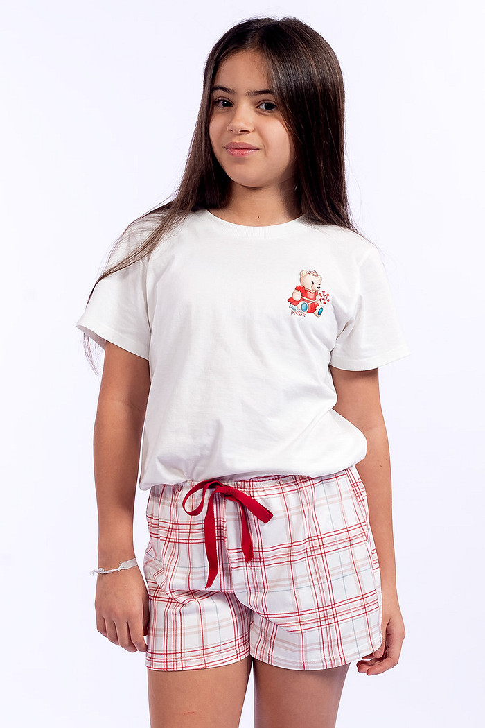 PIJAMA CURTO JUVENIL FEMININO XADREZ - ABRAÇO DE URÇO
