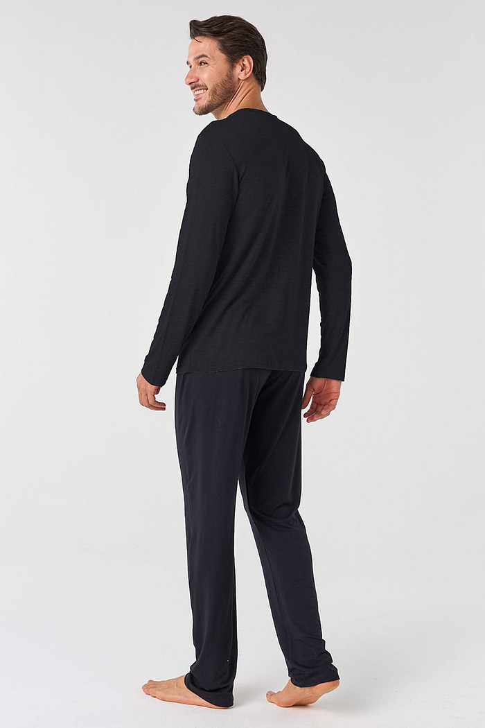 PIJAMA LONGO EM VISCOSE MASCULINO - CLÁSSICO VISCOSE BLACK