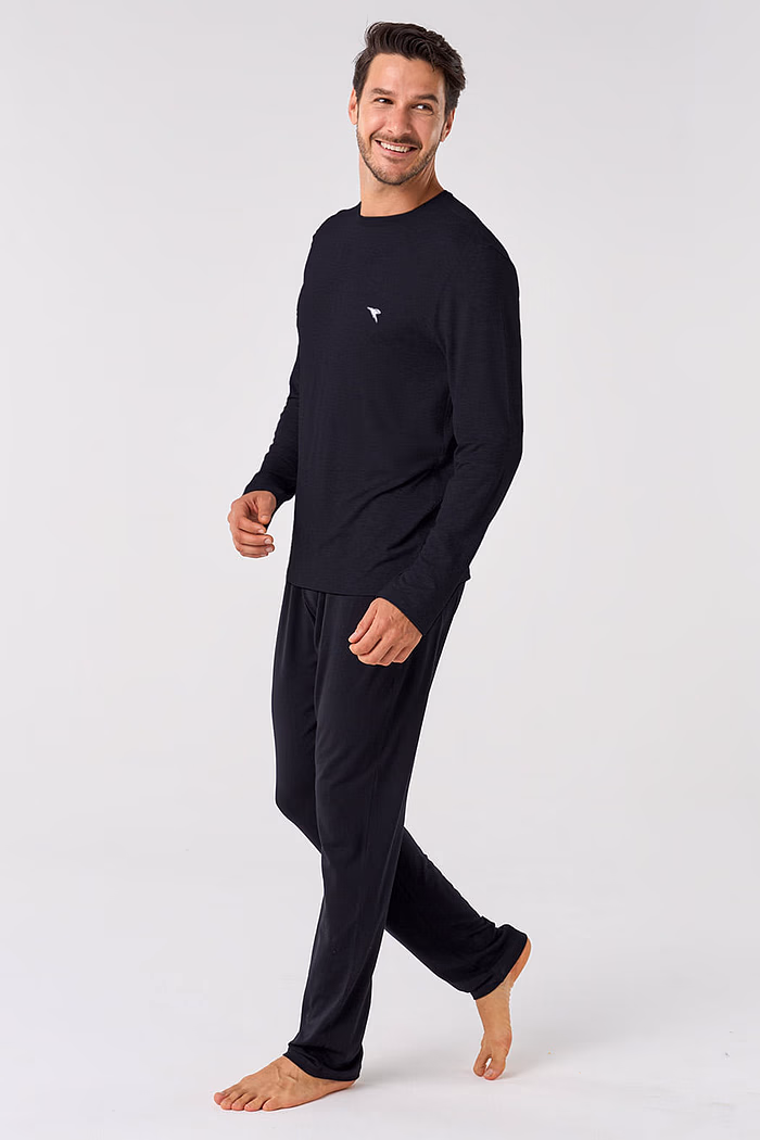 PIJAMA LONGO EM VISCOSE MASCULINO - CLÁSSICO VISCOSE BLACK