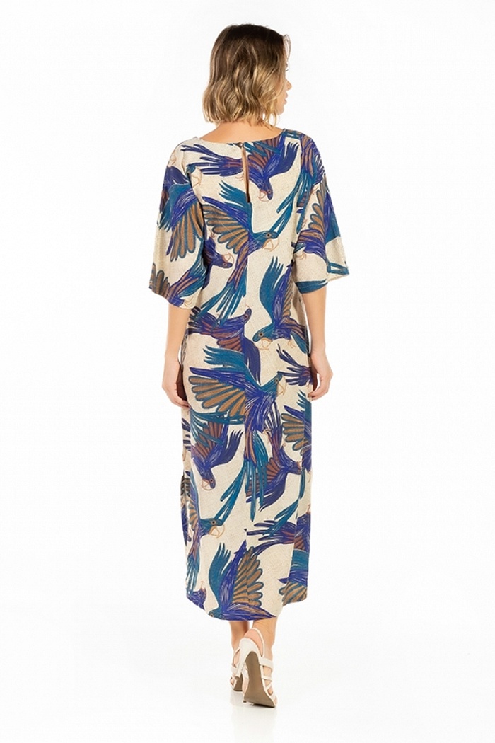 Kaftan Atena Arara Roxa Bordado Lilás