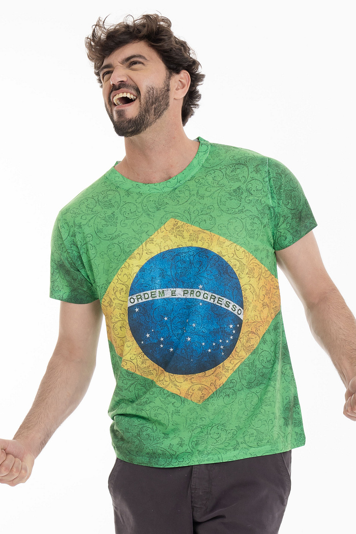 Camiseta Básica Adulto Brasil Arabescos