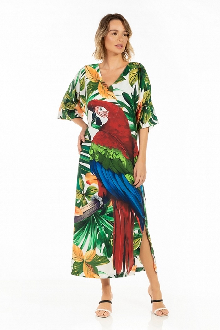 Kaftan Atena Arara Folhagens