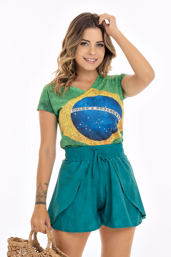 Baby Look Florata Brasil Arabescos