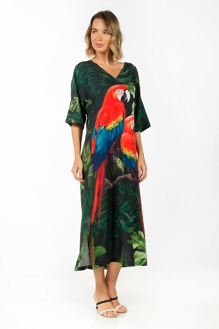 Kaftan Atena Casal Araras Folhagens