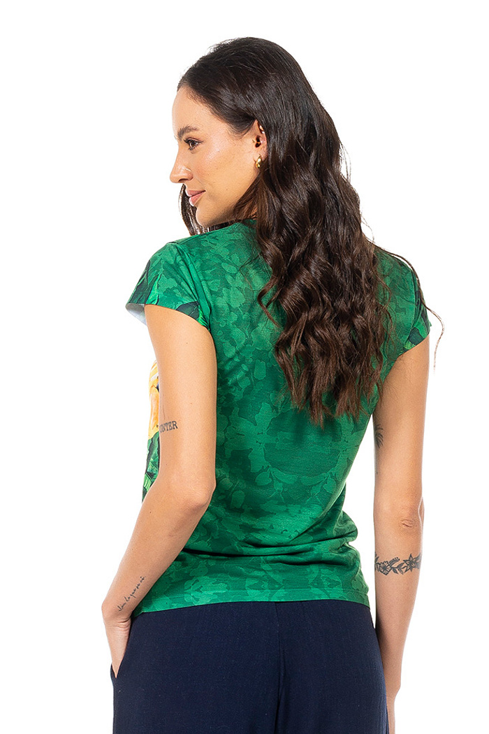 Baby Look Florata Bandeira do Brasil Araras Tucano