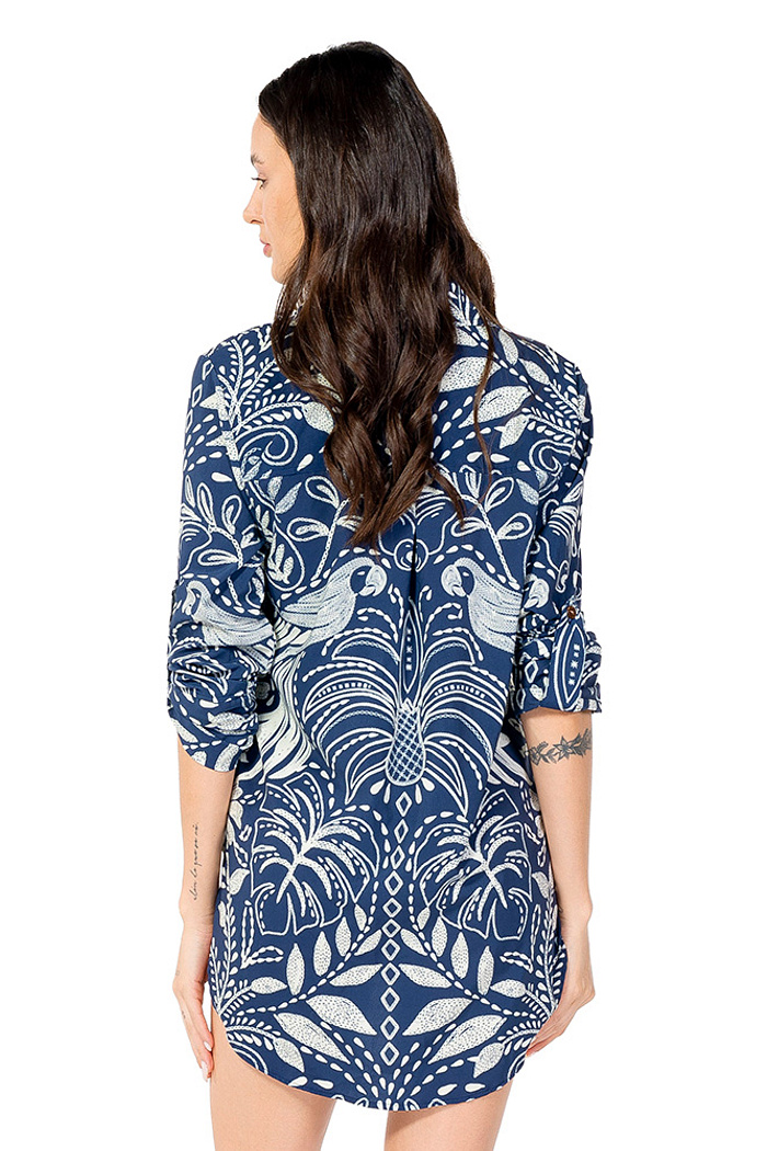 Camisa Alongada Atena Verão Araras Bordado Off