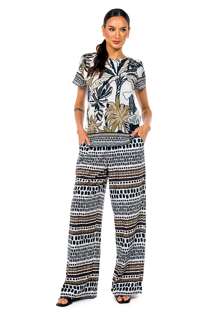 Blusa Atena Folhagens P&B Poa