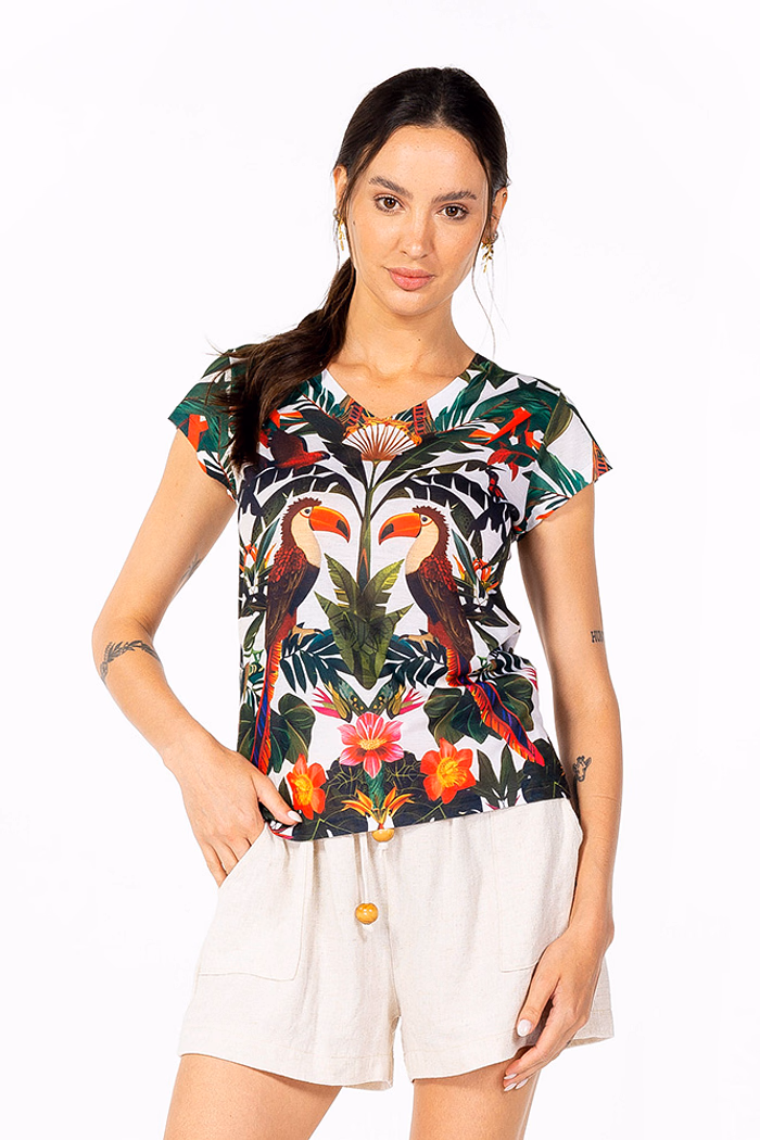 Baby Look Florata Tucaninhos