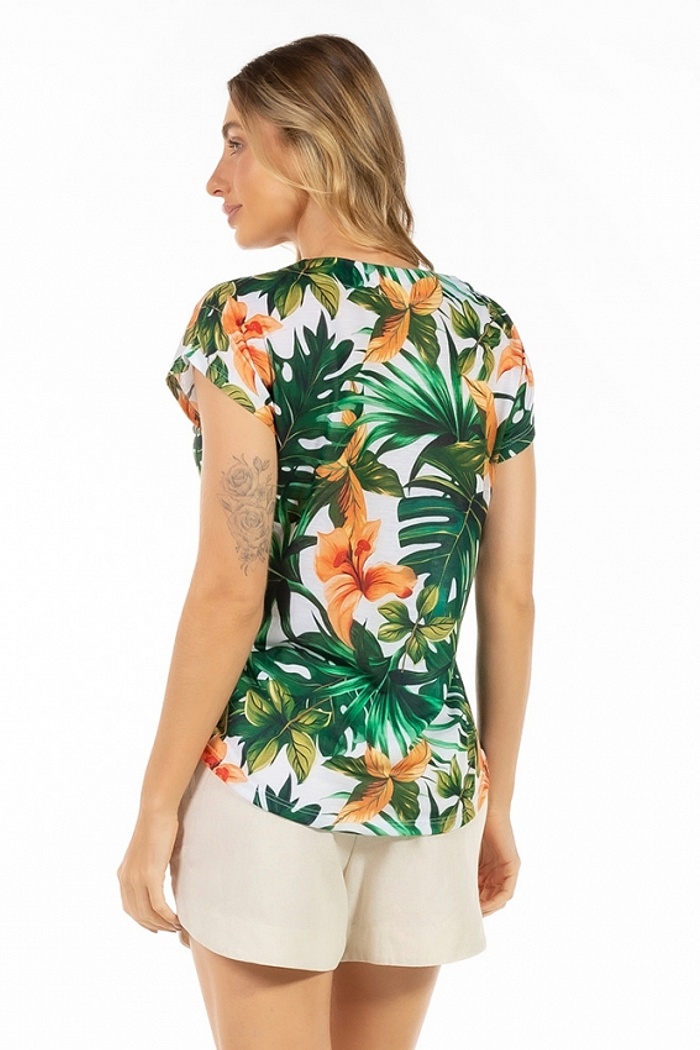 Blusa Jasmim Arara Folhas