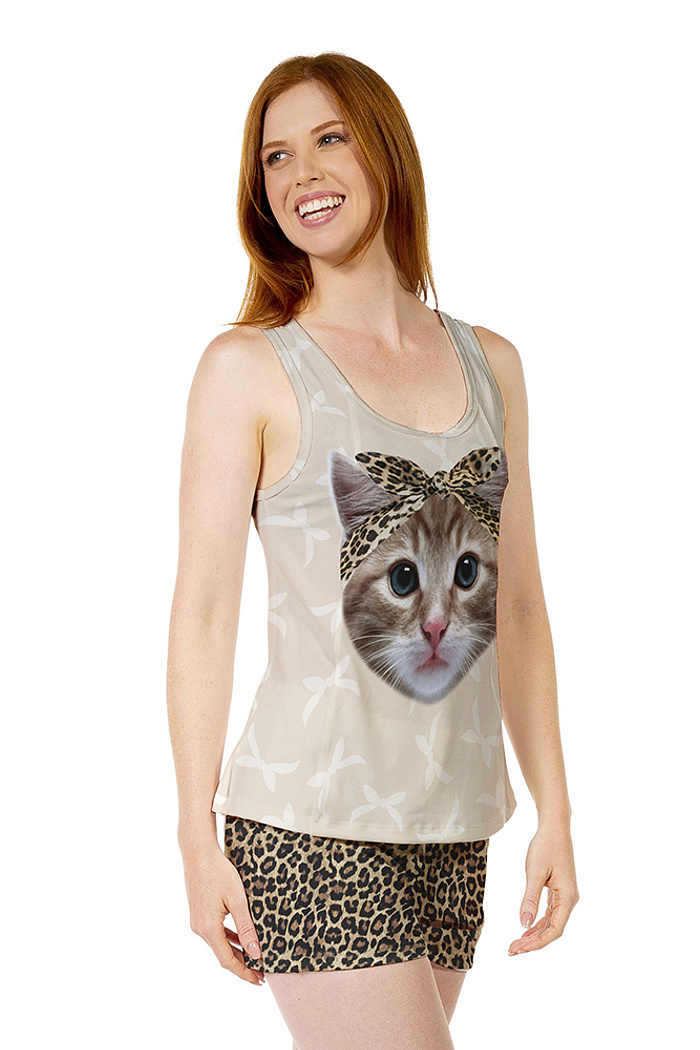 Conjunto Pijama Adulto Feminino Cute Cat