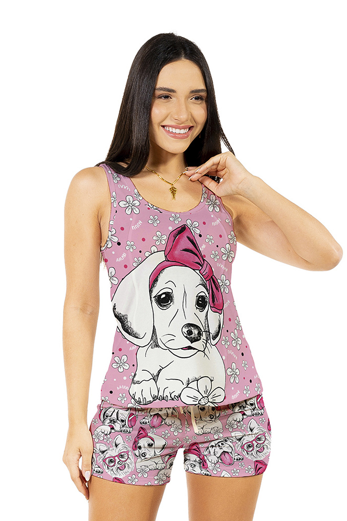 Conjunto Pijama Adulto Feminino Dog Laco