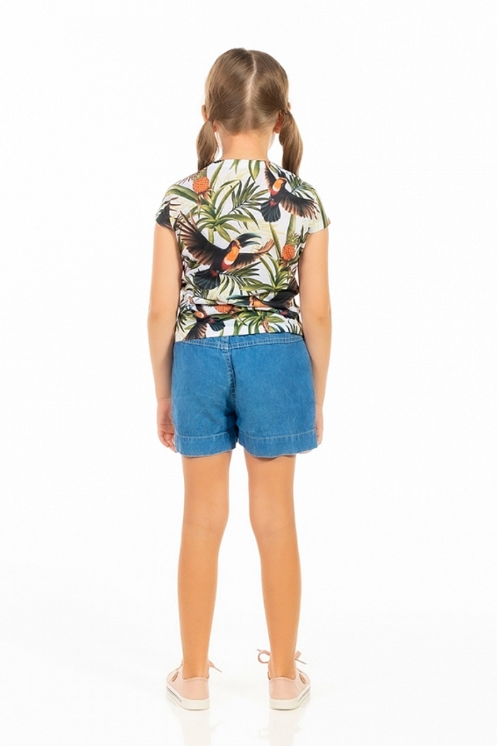 Baby Look Florata Infantil Tucano Abacaxi Fundo Branco