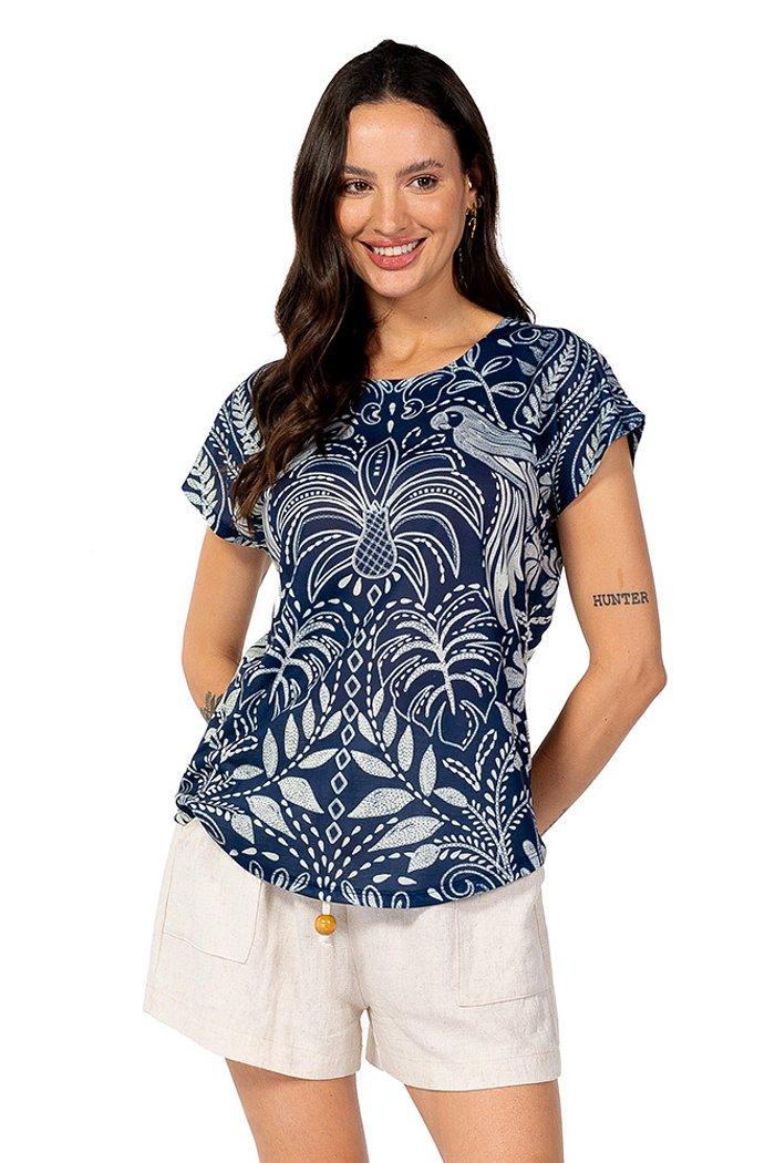 Blusa Jasmim Araras Bordados Off