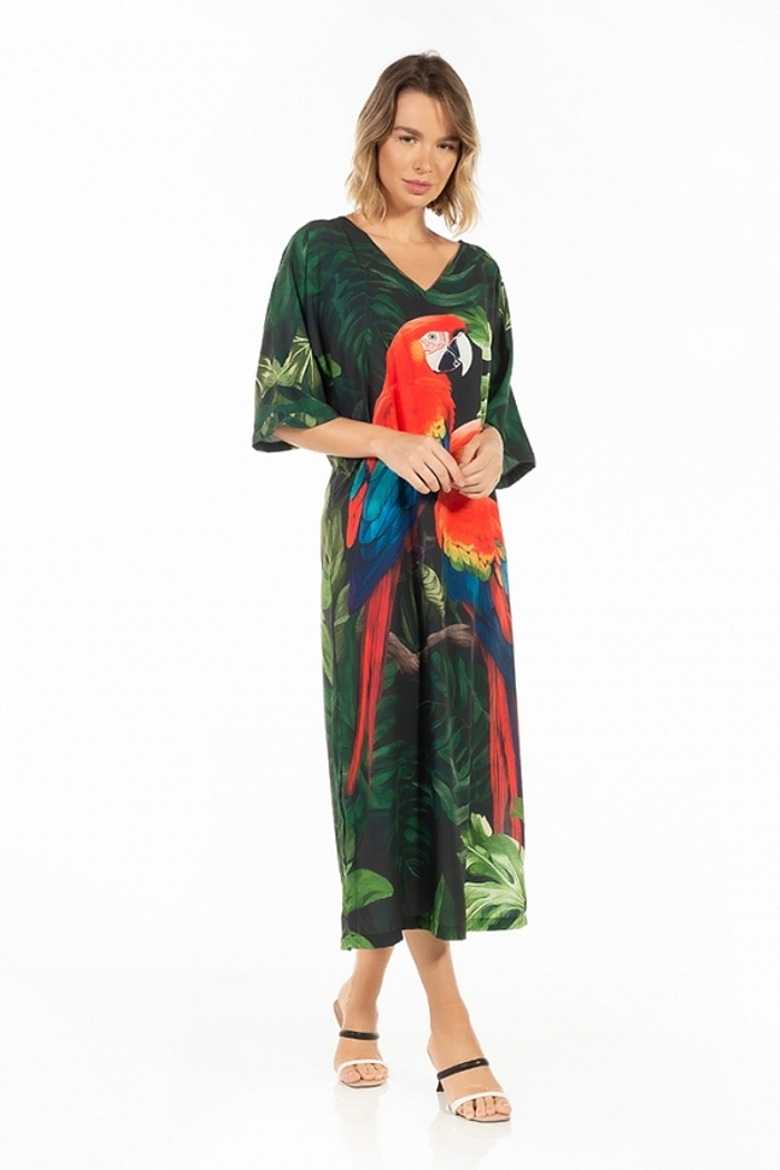 Kaftan Atena Casal Araras Folhagens