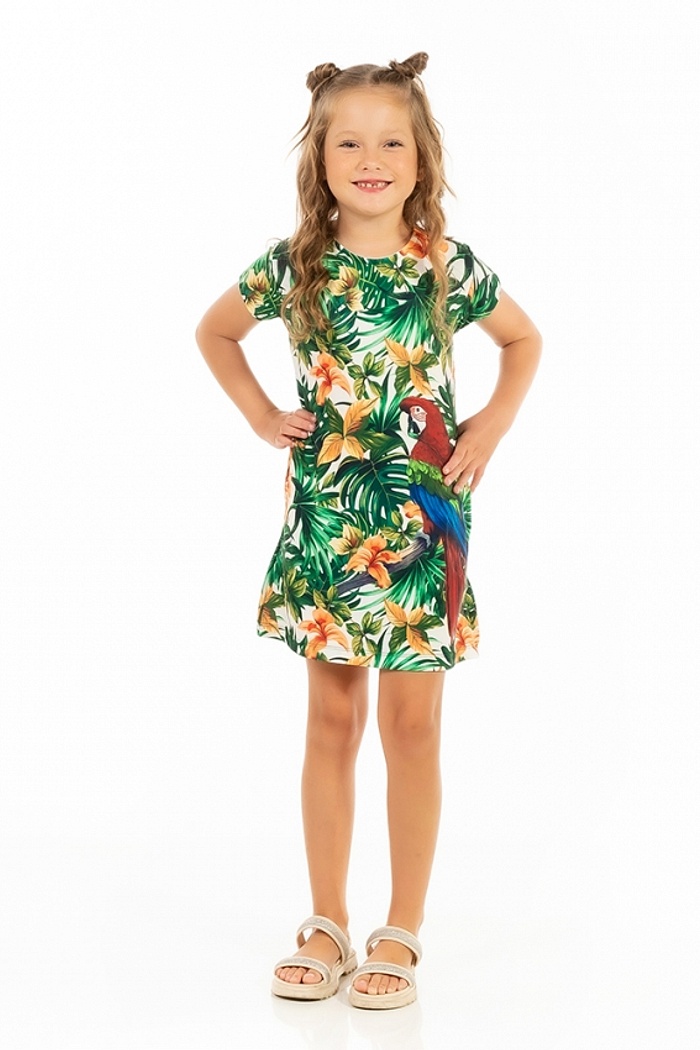 Vestido Floresta Infantil Arara Fundo Folhas