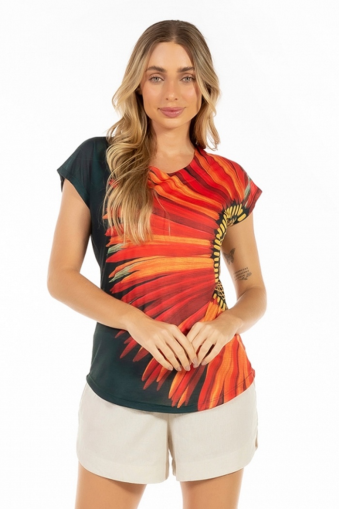 Blusa Jasmim Cocares Barrado Fundo Verde