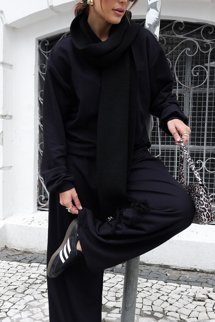 CALÇA DE MOLETOM WIDE LEG PRETO
