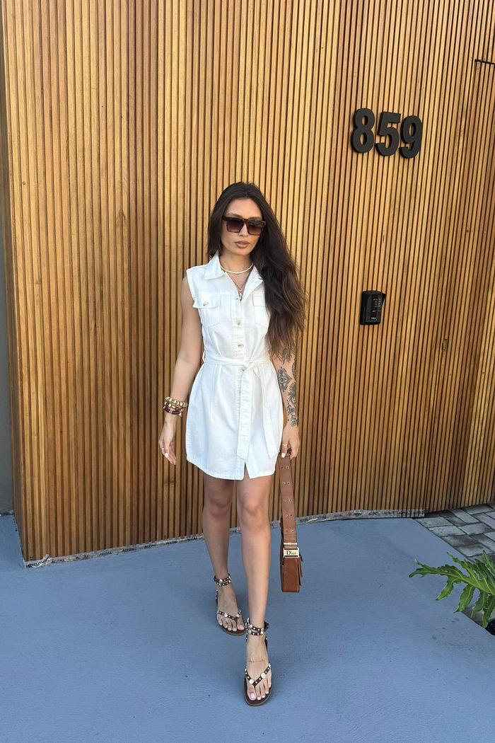 VESTIDO JEANS CURTO AGNES OFF WHITE