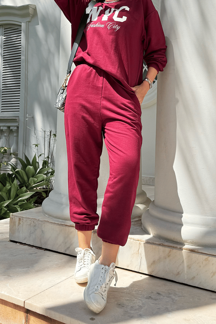 CALÇA DE MOLETOM MARSALA