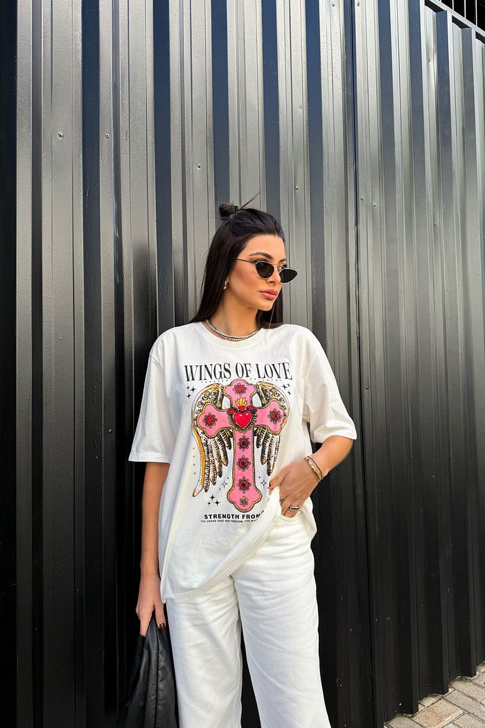 T-SHIRT OVERSIZED WINGS OF LOVE OFF WHITE