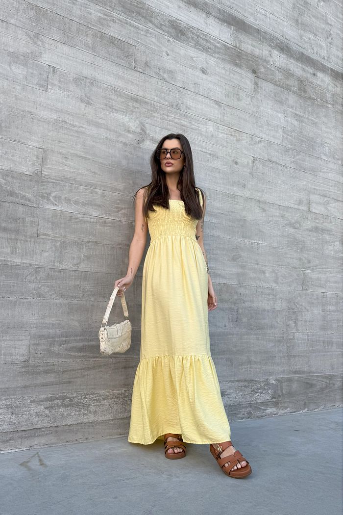 VESTIDO MIDI PATY AMARELO MANTEIGA