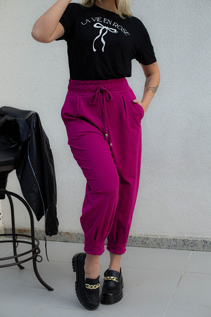 CALÇA MOLETOM ROMANA PINK