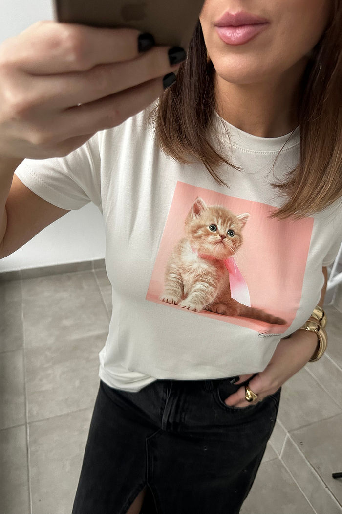 T-Shirt Feminina - Gato Laço