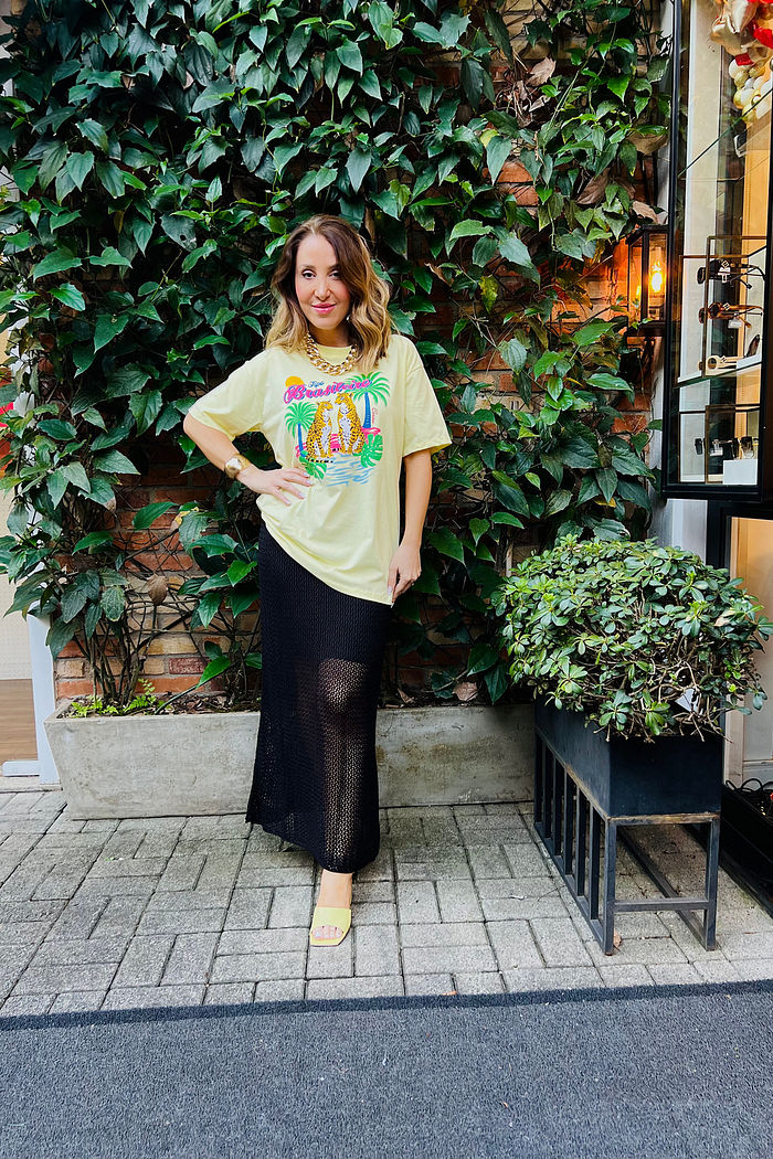 T-Shirt Over Fem Algodão Amaciado Brasileiro Amarelo