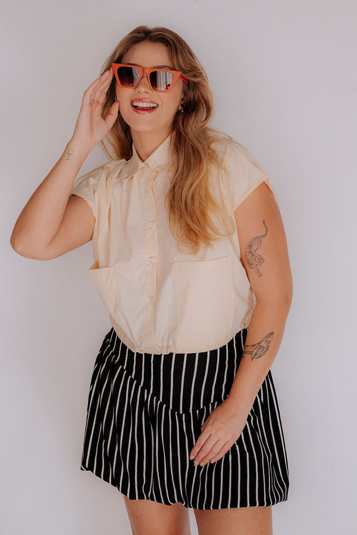 CAMISA CROPPED MARA AMARELO MANTEIGA